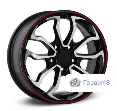 LegeArtis Concept-HND511 R16 / 6.5J PCD 5x114.3 ET 45 ЦО 67.1 Литые Черный с полированной лицевой поверхностью с красной полосой по ободу внутри